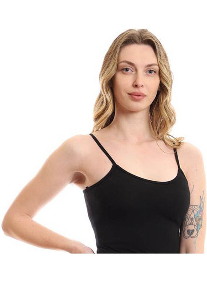 Mesery Bretelle Short Dress Cotton Thin Strap Black  - Image 4