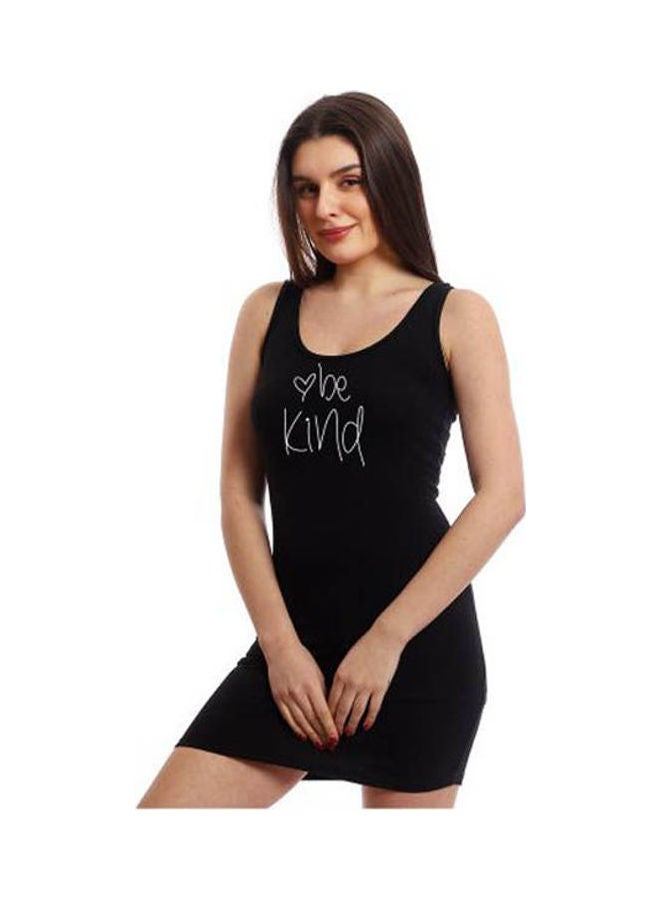 Mesery Sleepshirt Cotton TankTop Printed Black - Image 1