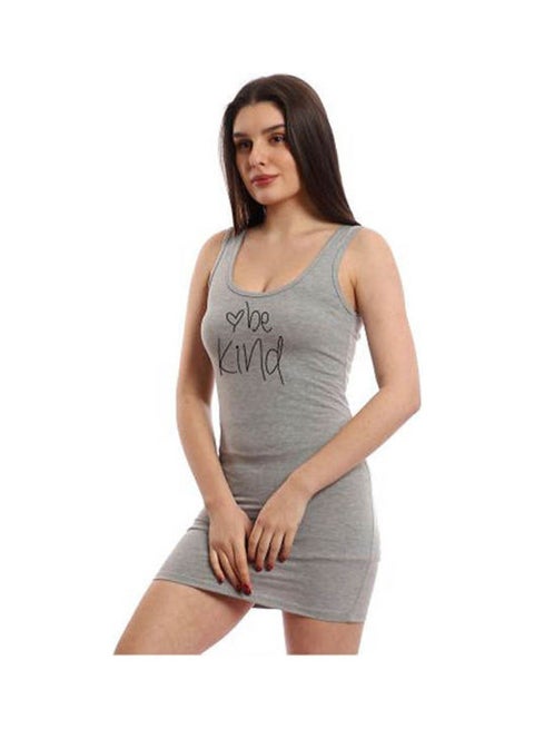 Sleepshirt Cotton Tank Top Printed Grey