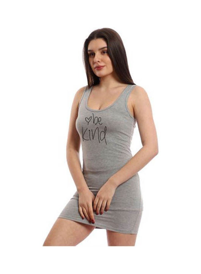Mesery - Sleepshirt Cotton Tank Top Printed Grey - Image 1