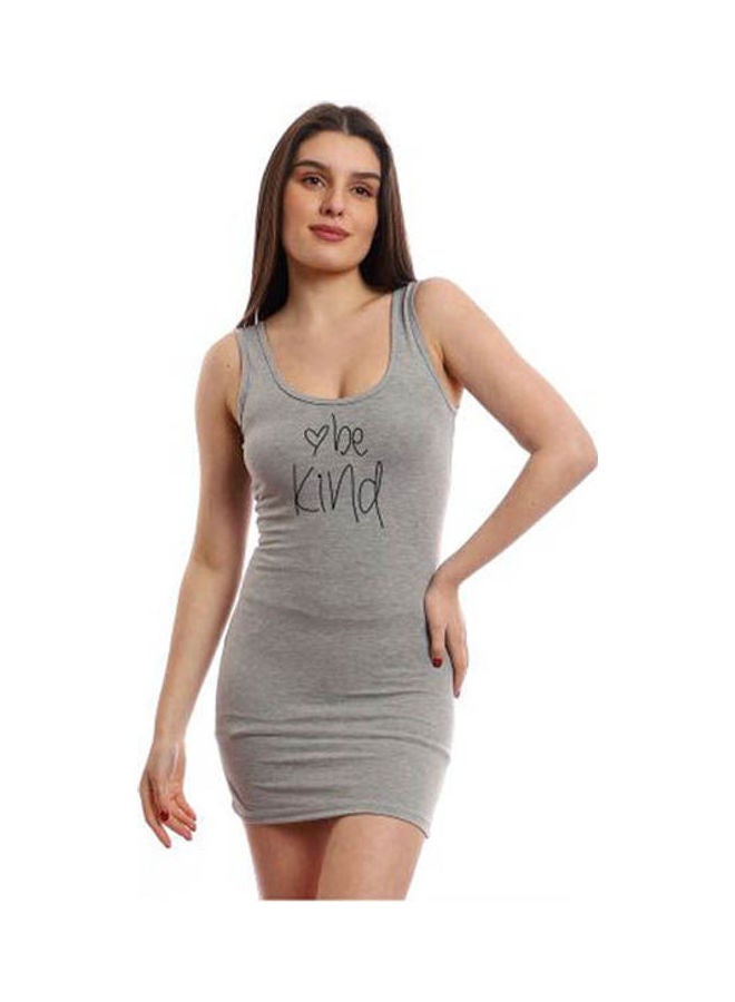 Mesery - Sleepshirt Cotton Tank Top Printed Grey - Image 1