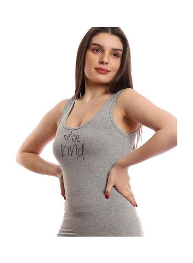 Mesery - Sleepshirt Cotton Tank Top Printed Grey - Image 1