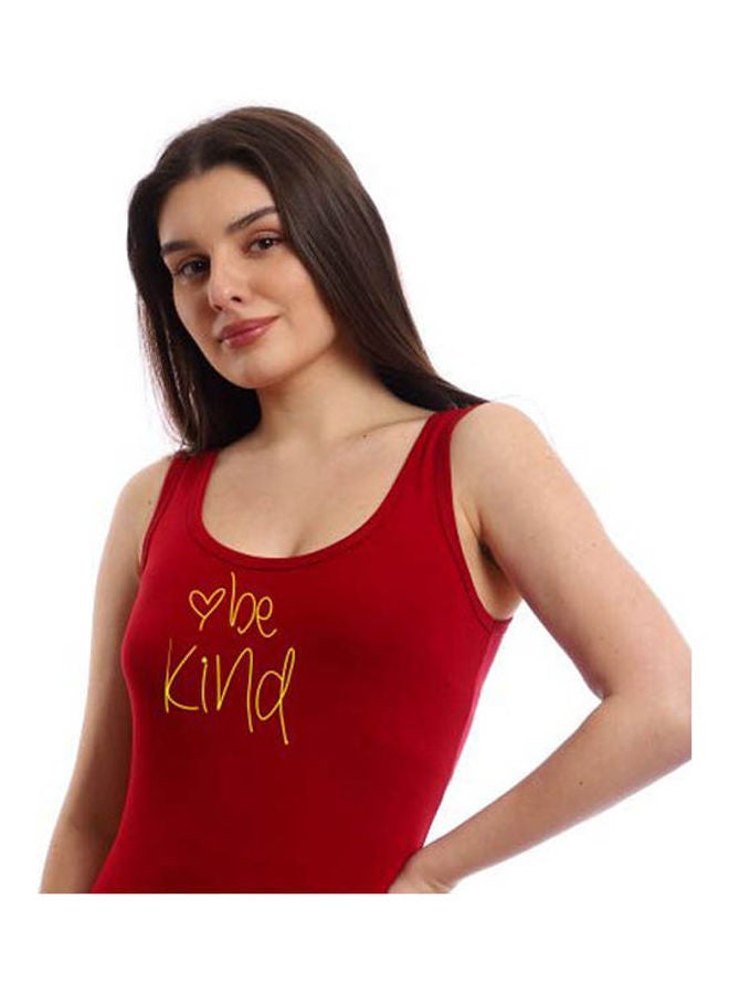 Mesery Sleepshirt Cotton TankTop Printed Red - Image 3