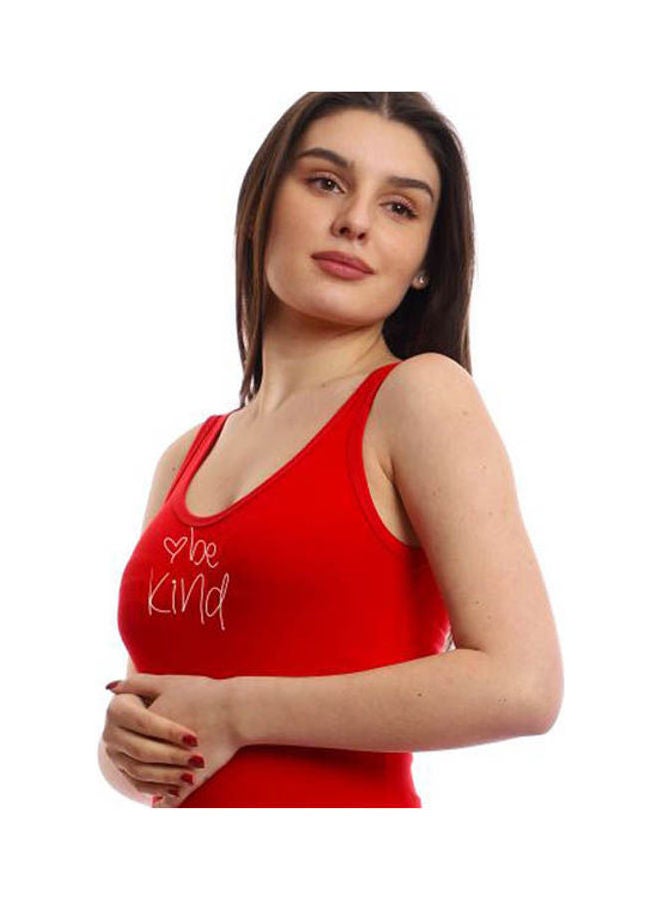 Mesery Sleepshirt Cotton TankTop Printed Red - Image 3