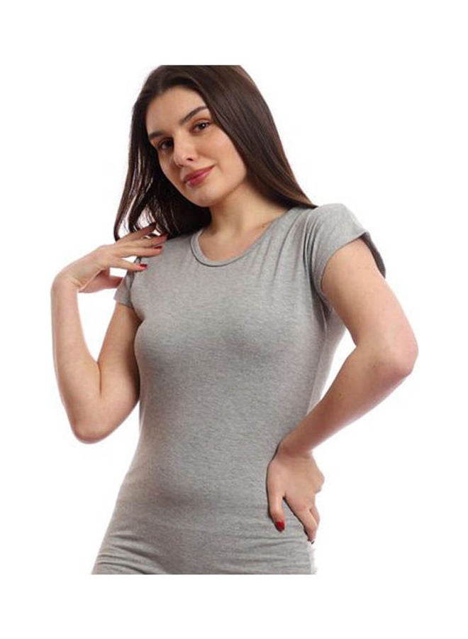 Mesery Dress Cotton Short Sleves Grey  - Image 4