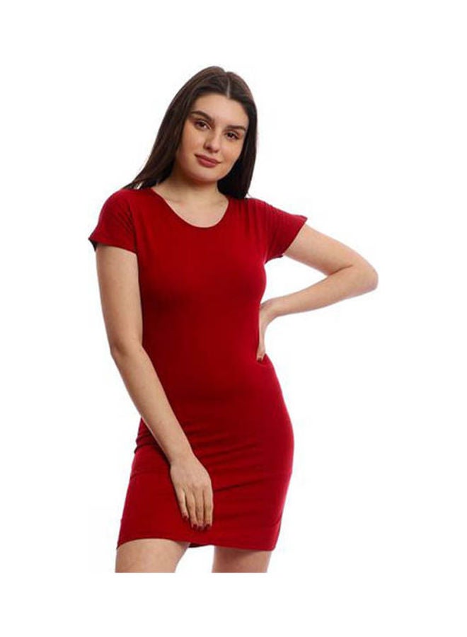 Mesery Dress Cotton Short Sleves Red  - Image 1