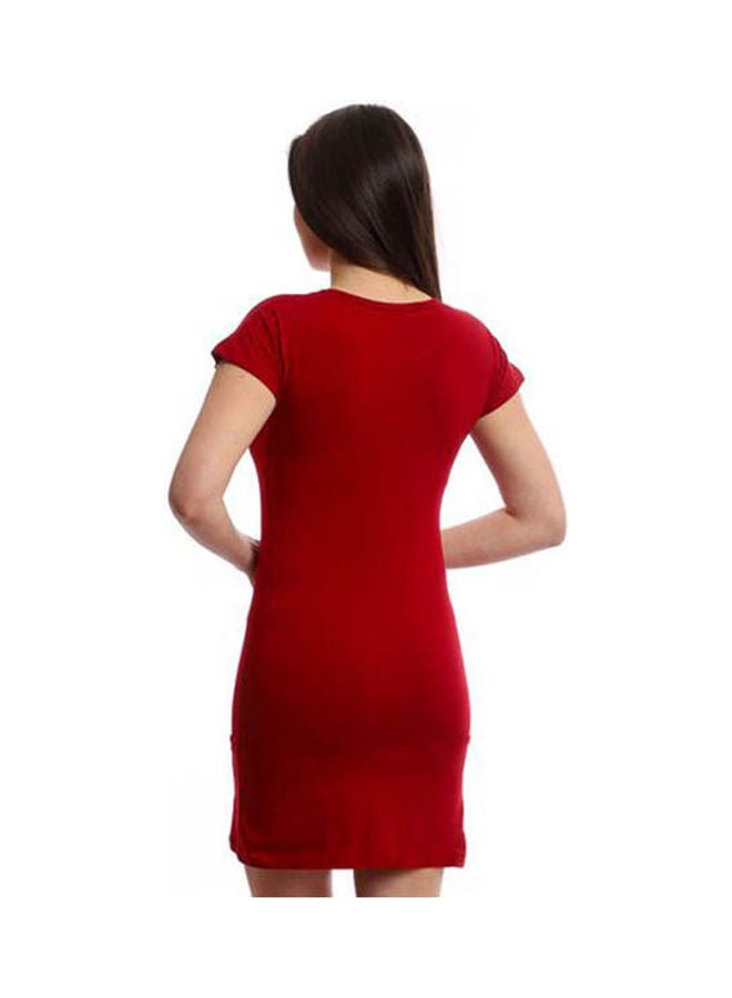Mesery Dress Cotton Short Sleves Red  - Image 3