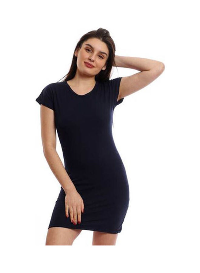 Mesery Dress Cotton Short Sleves Navy Blue  - Image 1