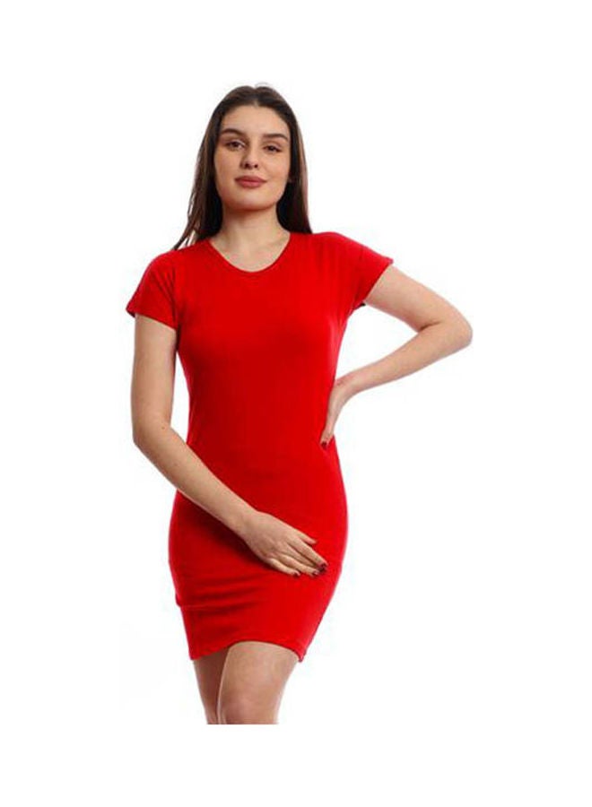 Mesery Dress Cotton Short Sleves Red  - Image 1