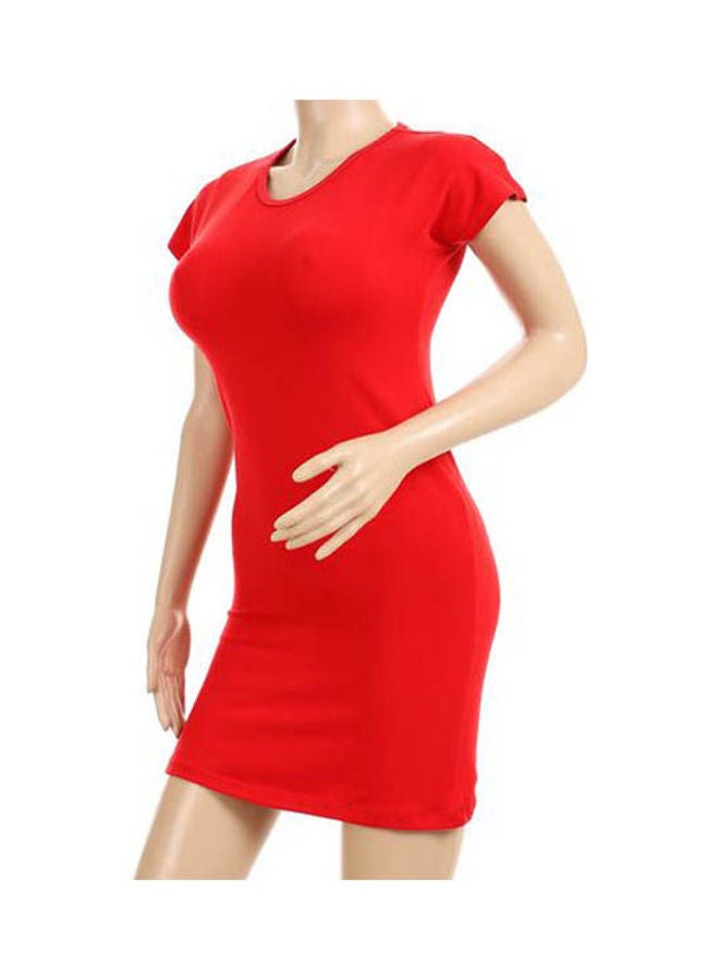 Mesery Dress Cotton Short Sleves Red  - Image 3