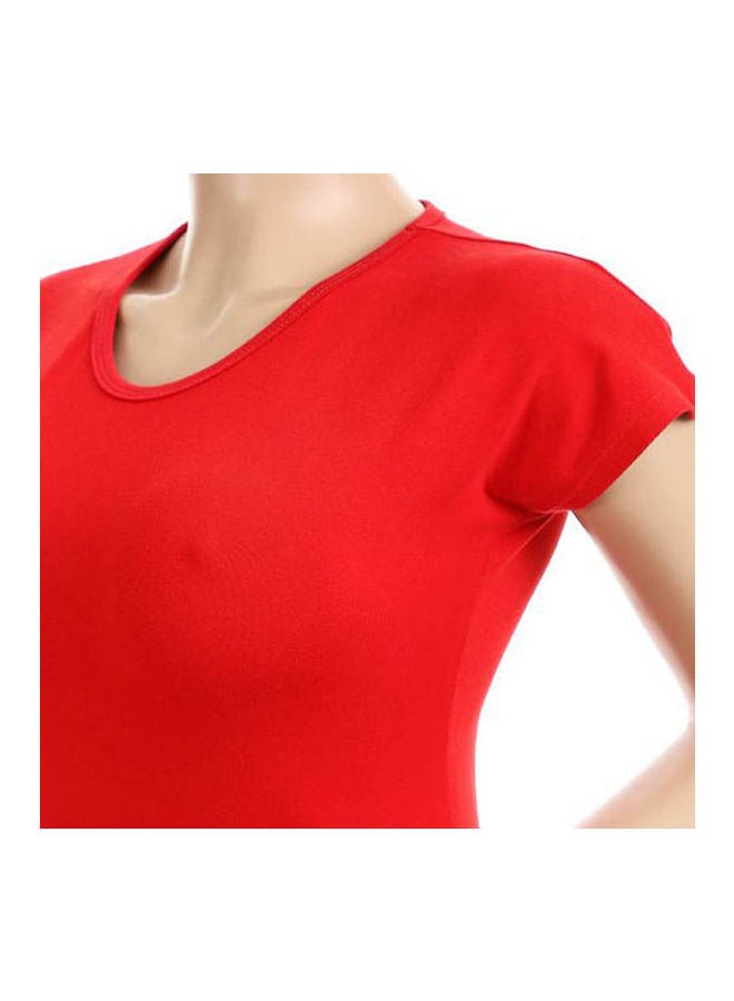 Mesery Dress Cotton Short Sleves Red  - Image 4