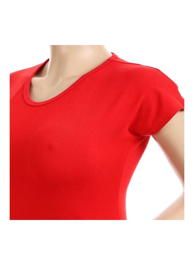 Mesery Dress Cotton Short Sleves Red  - Image 5