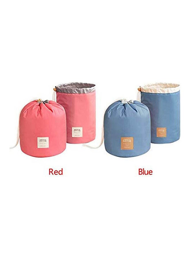 2 Pack Waterproof Travel Makeup Cosmetic Organizer Toiletry Storage Bag Dresser Pouch Round Cylinder Pink - Image 2