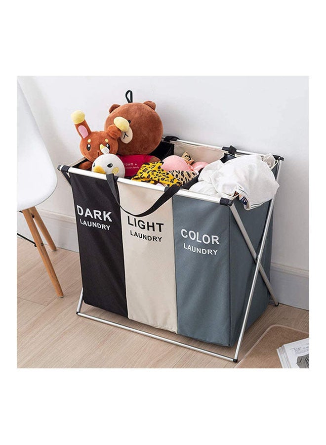 Laundry Basket Bin Clothes Sorter Hamper Organizer Storage Bag 3 Section Waterproof Multicolour 72.2x13.6x8cm  - Image 2