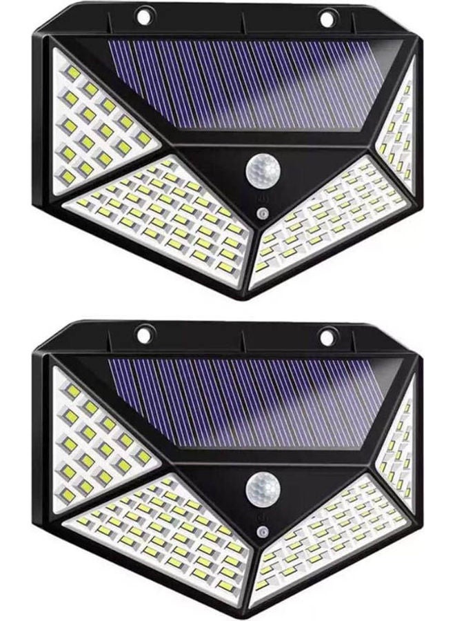 2 Pcs 100 Led Solar Light Pir Motion Sensor Outdoor Solar Lamp Ip65 Black