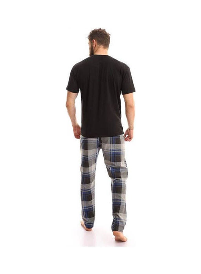 Caesar Pajama Set T-Shirt Half Neck And Caro Sweatpants Multicolour  - Image 2