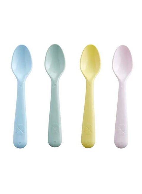 Set of 4 Fade Proof Easy Cleaning Colourful Feeding Spoons For Baby Plastic  16cm Multicolor 16cm