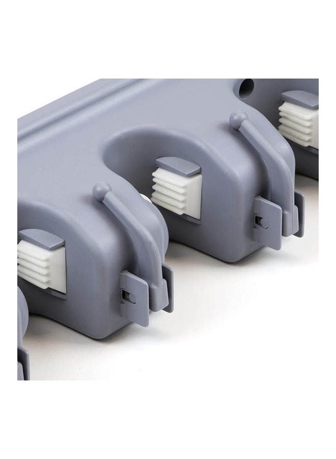 Broom Holder, Broom And Mop Hanger With 4 Slots And 5 Hooks Grey - Image 2