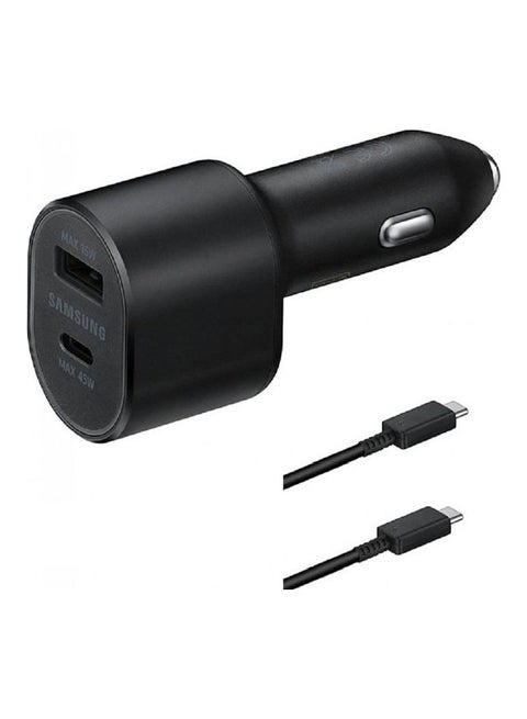 Super Fast 2.0 Dual Port Car Charger With Type-C Cable Black