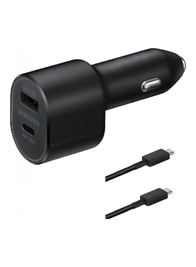 Samsung Super Fast 2.0 Dual Port Car Charger With Type-C Cable Black  - Image 1