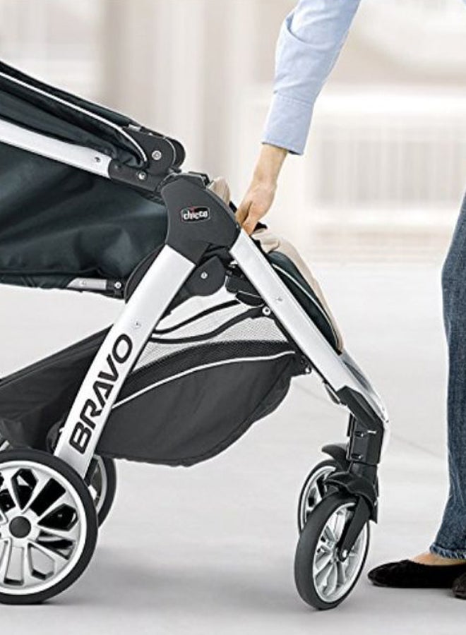 Bravo Multi-position Large canopy Baby Stroller - Black/White-Weight Capacity- 22kg