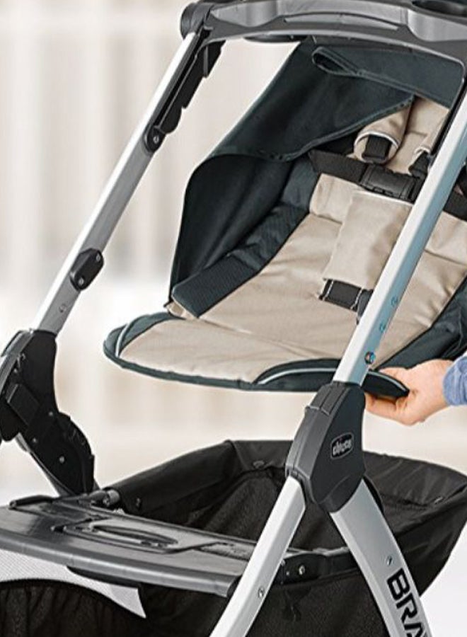 Bravo Multi-position Large canopy Baby Stroller - Black/White-Weight Capacity- 22kg
