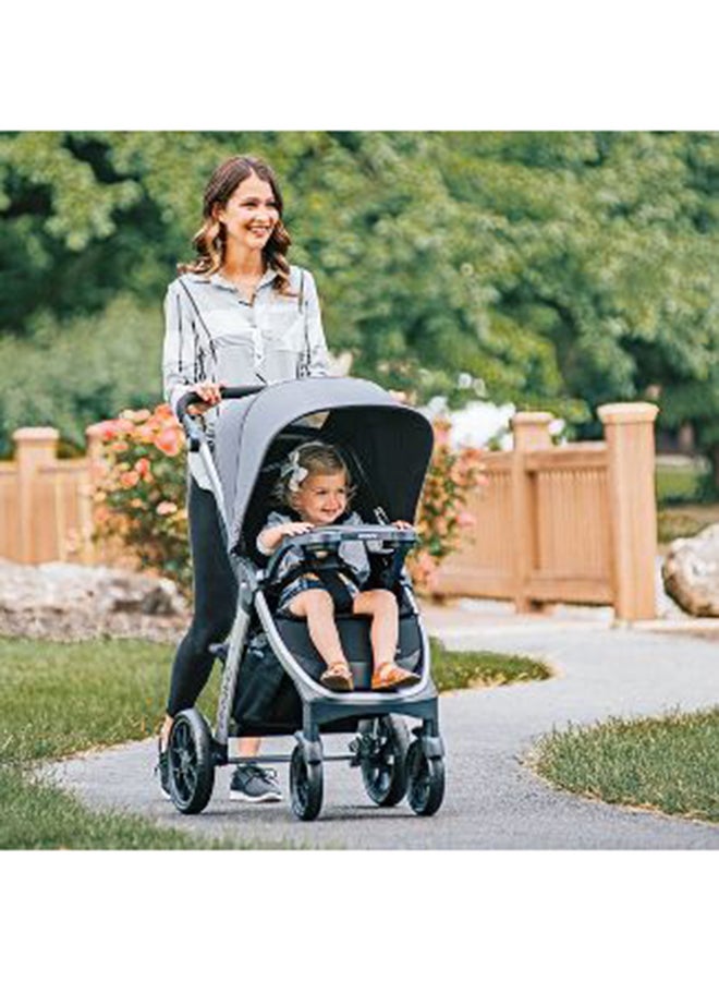 Bravo Multi-position Large canopy Baby Stroller - Black/White-Weight Capacity- 22kg