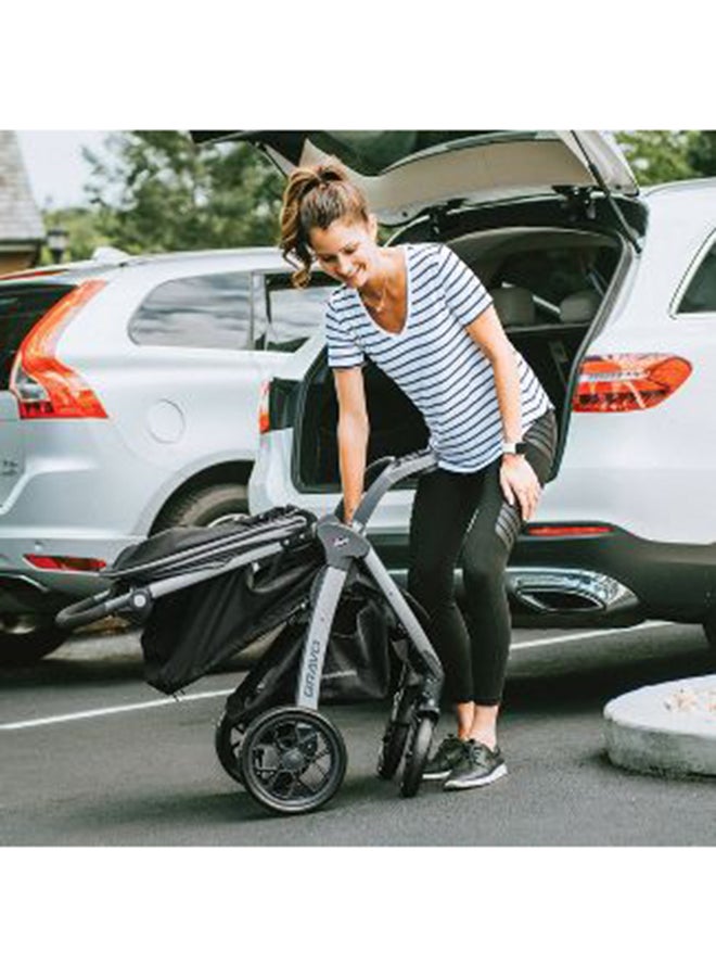 Bravo Multi-position Large canopy Baby Stroller - Black/White-Weight Capacity- 22kg