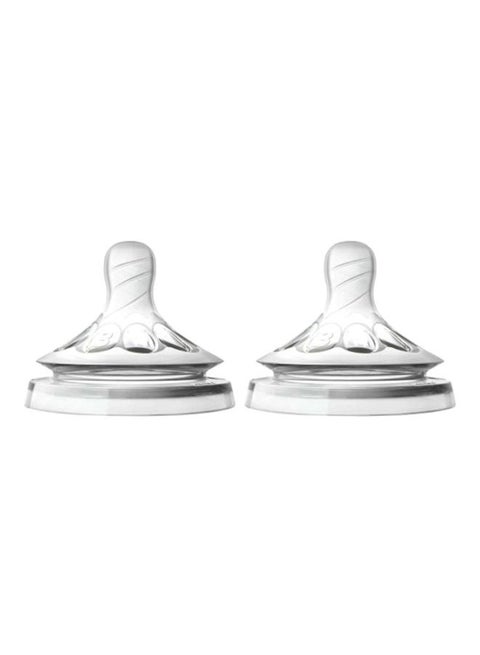 2 Piece Anti-colic Natural Medium Flow Baby Bottle Teats Set With Skin Soft Material and Flexible Design