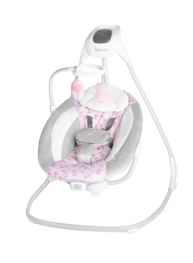 إنجنيونتي تصميم بسيط وخفيف الوزن وفريد من نوعه لراحة الأطفال، أرجوحة مهد بـ 6 سرعات مع موسيقى مهدئة وأشرطة قابلة للتعديل - Image 1