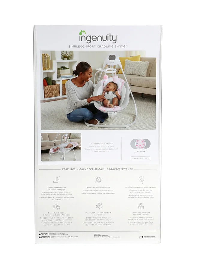 ingenuity Simple Lightweight Unique Design Baby Comfort 6-speed Cradling Swing With Soothing Music and Adjustable Straps
