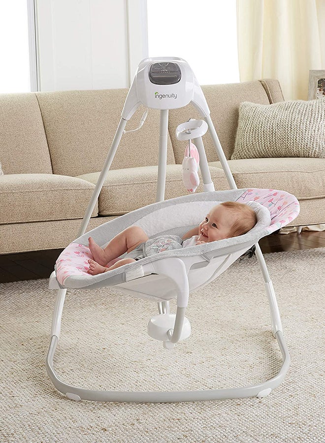 إنجنيونتي تصميم بسيط وخفيف الوزن وفريد من نوعه لراحة الأطفال، أرجوحة مهد بـ 6 سرعات مع موسيقى مهدئة وأشرطة قابلة للتعديل - Image 5