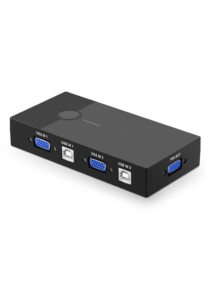 Noon East - 3 Port USB KVM Switch Box VGA Video Sharing Adapter 2 In 1 Out USB VGA KVM Switch Black - Image 1