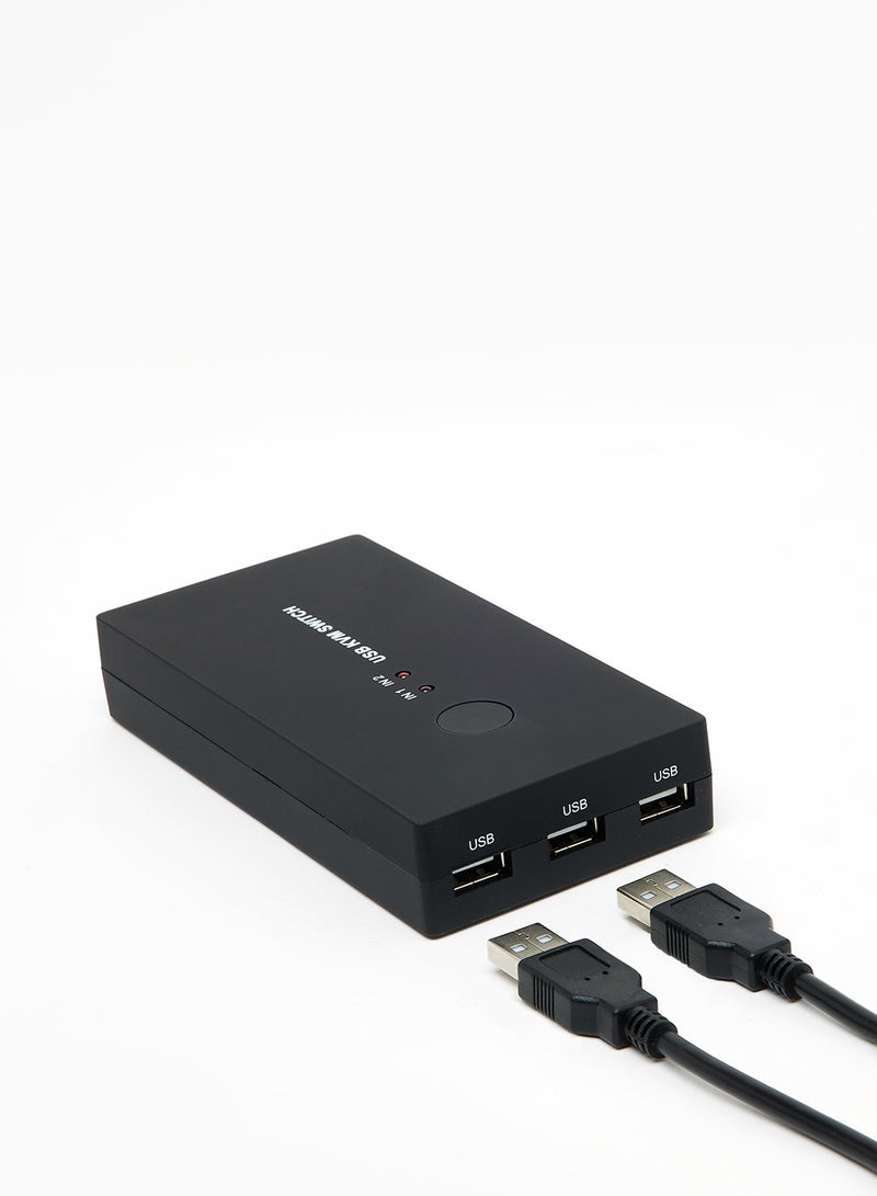 Noon East - 3 Port USB KVM Switch Box VGA Video Sharing Adapter 2 In 1 Out USB VGA KVM Switch Black - Image 1