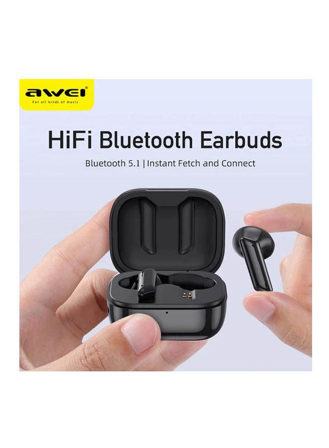 Awei - TWS Wireless Earphones Bass Bluetooth 5.1 Mini Sport Earbuds With Mic in-Ear Game Headset Touch Control Black - Image 1