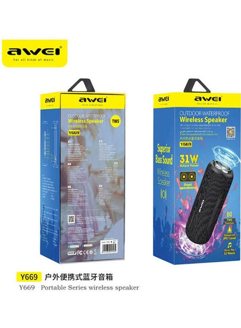Portable Bluetooth Compatible Speaker Super Power 3D Stereo Surround Sound Interconnection Speaker Awei-Y669 Black