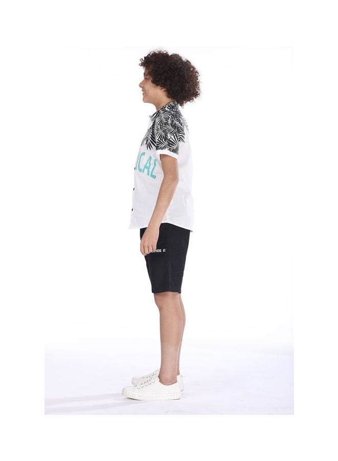 KTK by Katakit - Short-Sleeved Shirt With A  Print On The Shoulders Black - Image 1