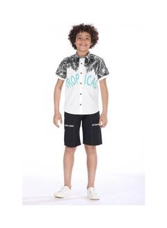 Short-Sleeved Shirt With A  Print On The Shoulders Black