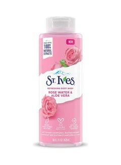 Body Wash Refreshing Cleanser Rose Water & Aloe Vera Made Natural Extracts 16 Oz Multicolour 473ml