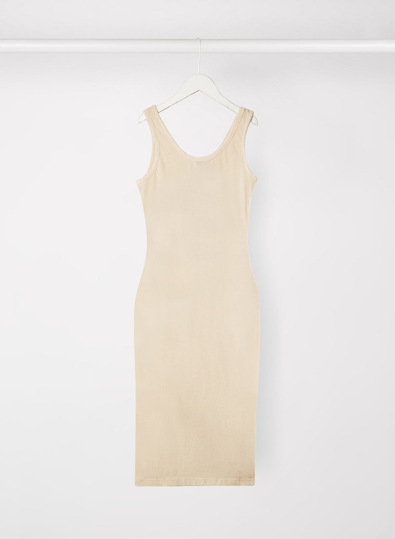 Sivvi x GenM Butterfly Embroidered Midi Dress Beige  - Image 2