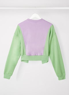 Sivvi x D'Atelier Colourblock Sweatshirt Purple/Green  - Image 2