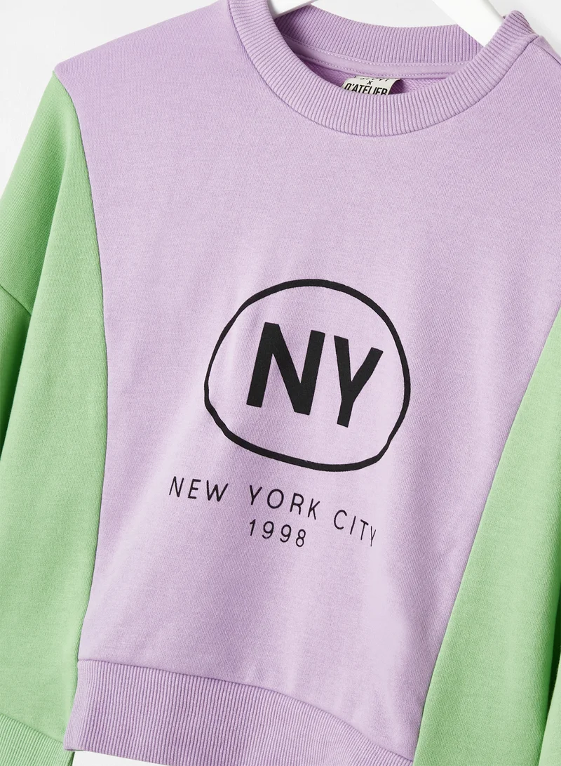 Sivvi x D'Atelier Colourblock Sweatshirt Purple/Green