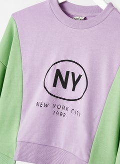 Sivvi x D'Atelier Colourblock Sweatshirt Purple/Green  - Image 3