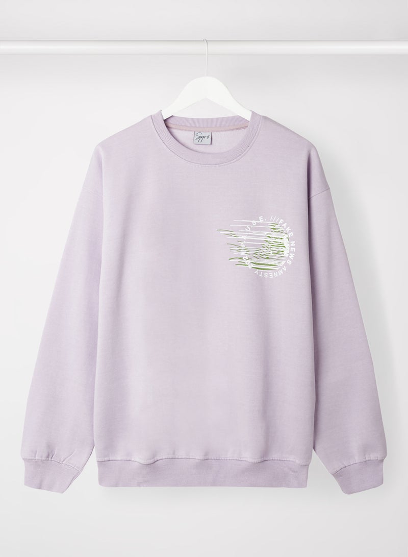 Printed Sweatshirt Light Purple - v1649845712/N47248317V_1