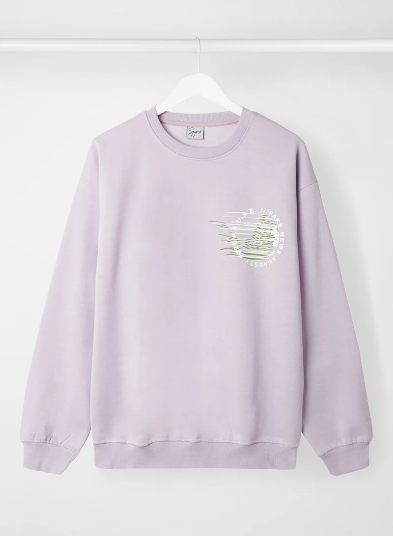 STATE 8 Printed Sweatshirt Light Purple