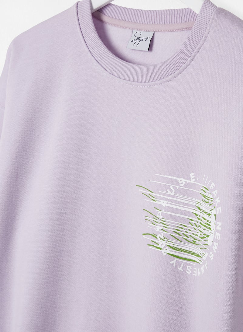 STATE 8 Printed Sweatshirt Light Purple  - Image 3