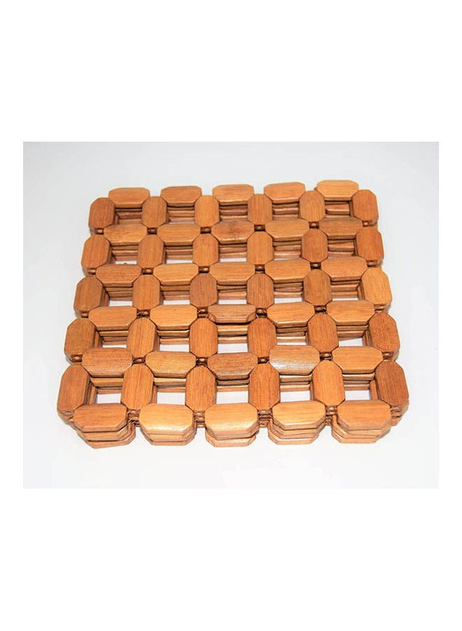 ماركة غير محددة Natural Wooden Coaster Pad For Table Protection 4 Pcs Set Beige  - Image 1