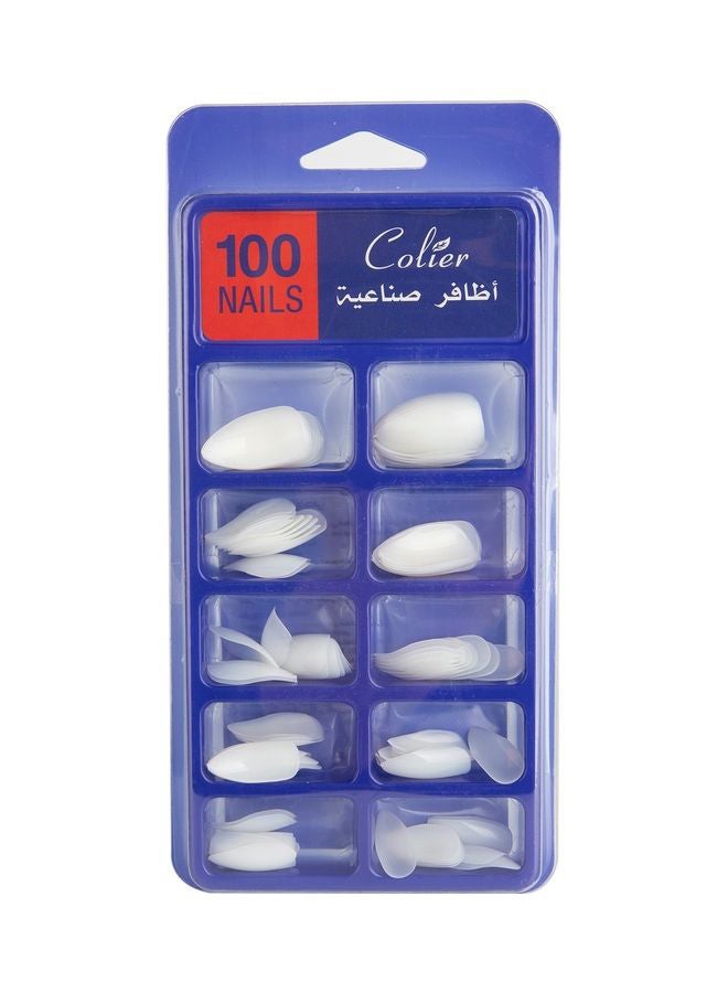 كولير أظافر صناعية 100 قطعة أبيض  - Image 1