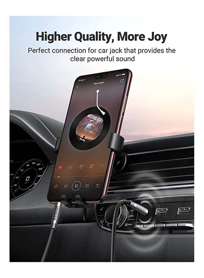 Ugreen - 1M 3.5mm Audio Cable Aux Cable Braided Male to Male Stereo Auxiliary Aux Jack for iPhone iPad Samsung Smartphones Tablets Car Home Stereos Headphones Speaker Black - Image 1