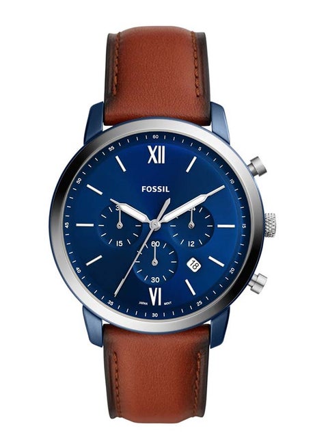 Men's Neutra Round Shape Chronograph Leather Strap Wrist Watch FS5791 - 44mm - Brown
